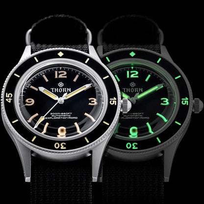 Thorn SHY033 Vintage 50-Fathoms Mechanical Watch NH35 Automatic Movement K9 Mineral Crystal 200m Waterproof Luminous Men Watch