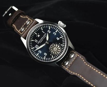 Hruodland 2025 Novo Relógio Mecânico para Homem Seagull ST3620 Piloto Retro 43MM BGW-9 Luminoso Cristal de Safira Turbina Relógio de Homem