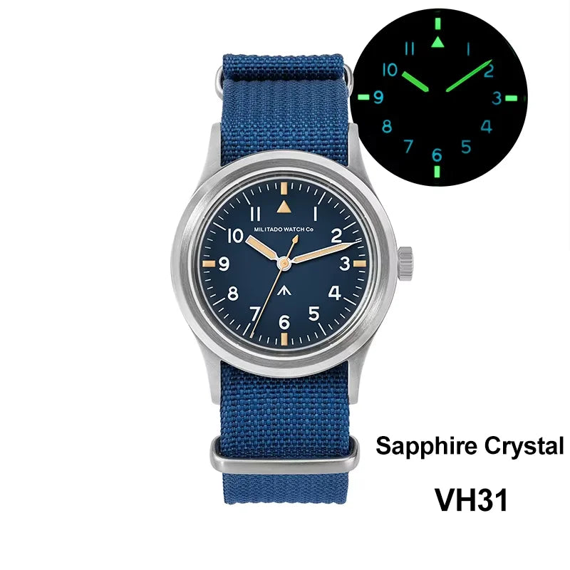 Militado ML14 Limited Edition Quartz Watch VH31 Sweep Second Quartz Movement Watch Sapphire Crystal BGW9 C3 Luminous Men's Watch