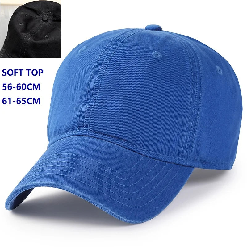 Herr och dam, oversize XXL 100% bomull, stor basebollkeps för stora huvuden 56-63cm(23.5"-25.5"), justerbar enfärgad dad cap