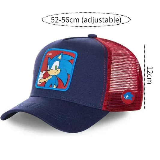 Sonics Baseball Caps Summer Cartoon Breathable Mesh Trucker Sun Hat for Adjustable Hip-Hop Hat