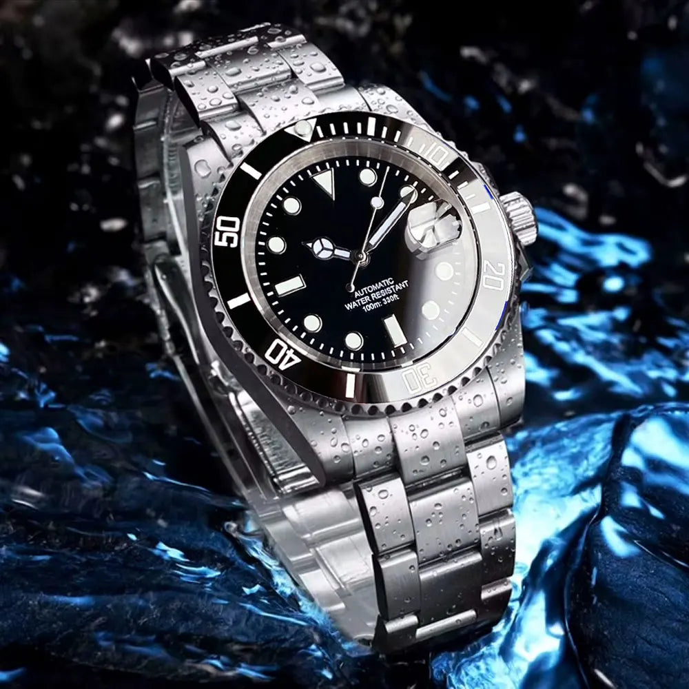 Reloj automático para hombre Miyota8215 resistente al agua 200m, reloj de buceo 40mm, movimiento mecánico, luminoso, correa Jubilee y hebilla Glide Lock
