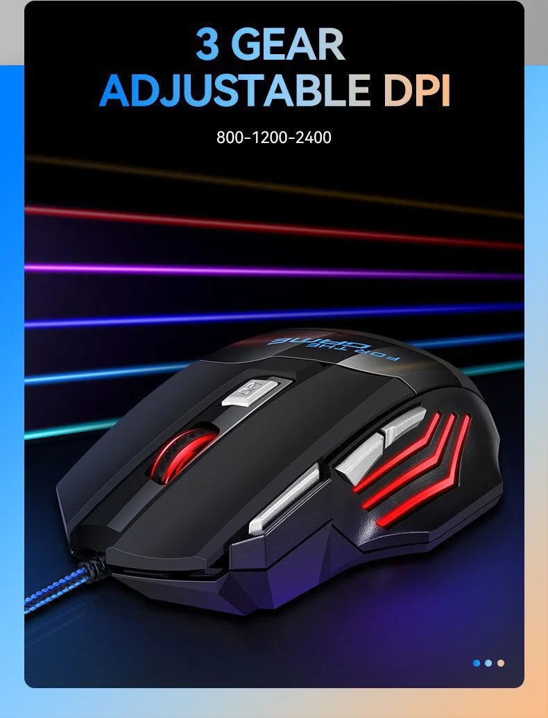 1 mouse da gaming USB Hyperspeed nuovo per PC, retroilluminato RGB, ergonomico, mouse da gaming 7D per eSport, cablato, per laptop e PC gamer