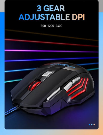 1 mouse da gaming USB Hyperspeed nuovo per PC, retroilluminato RGB, ergonomico, mouse da gaming 7D per eSport, cablato, per laptop e PC gamer