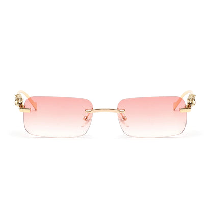 Ruiao rimless sunglasses UV400 fashion square metal glasses for men women designer man's brand sun glasses shades for outdoor