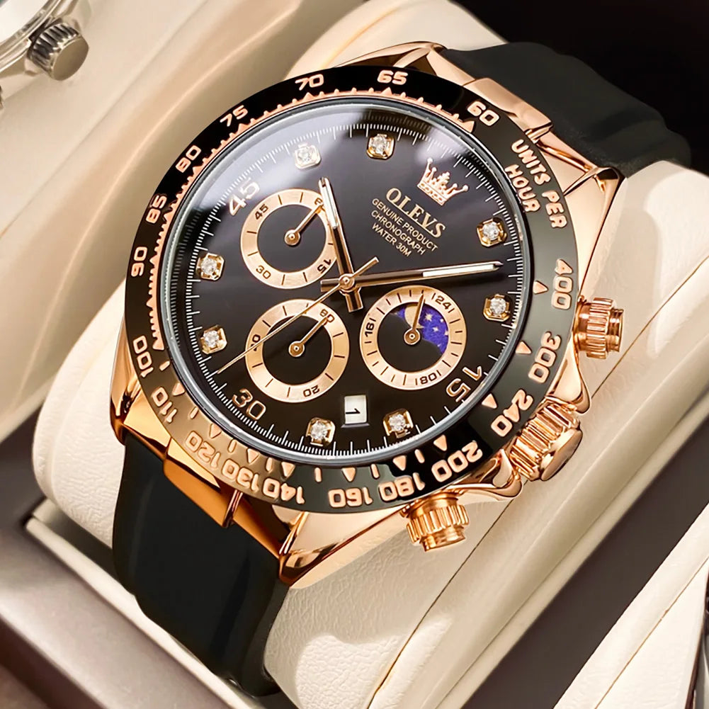 OLEVS Men’s Watch – Luxury quartz watch, water-resistant and luminescent, featuring a chronograph and date display – Men’s sports watch from a leading brand