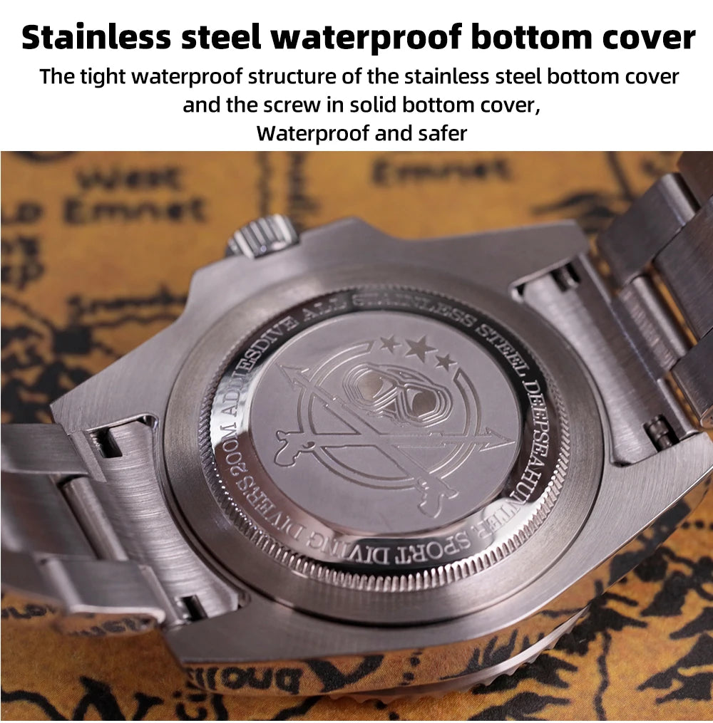 ADDIESDIVE Luxury Men's Diver Steel Watch 200m Waterproof Ceramic Bezel Analog Watch BGW9 Luminous Business Quartz Watch AD2040