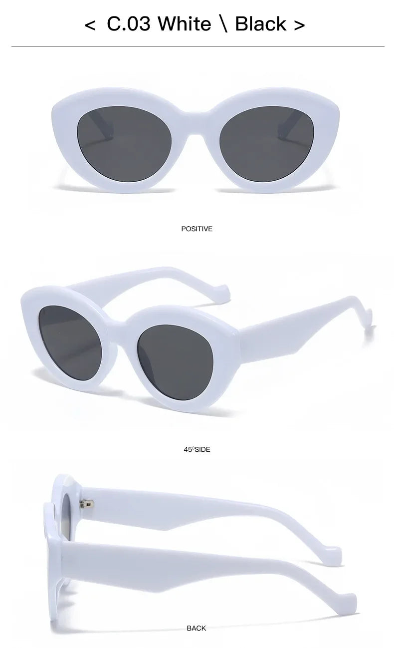 JNPCXI Ins Popular Fashion Oversized Cat Eye Women Sunglasses Green Stripes Retro Shades UV400 Men Trending Oval Sun Glasses