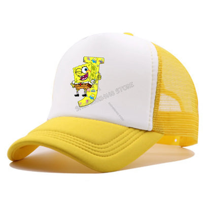 Spongebobs Baseball Cap for Kids Adult Cartoon Letter Mesh Cap Kawaii  Peaked Hat Yellow Summer Cap Girls Boys Accessories Gift