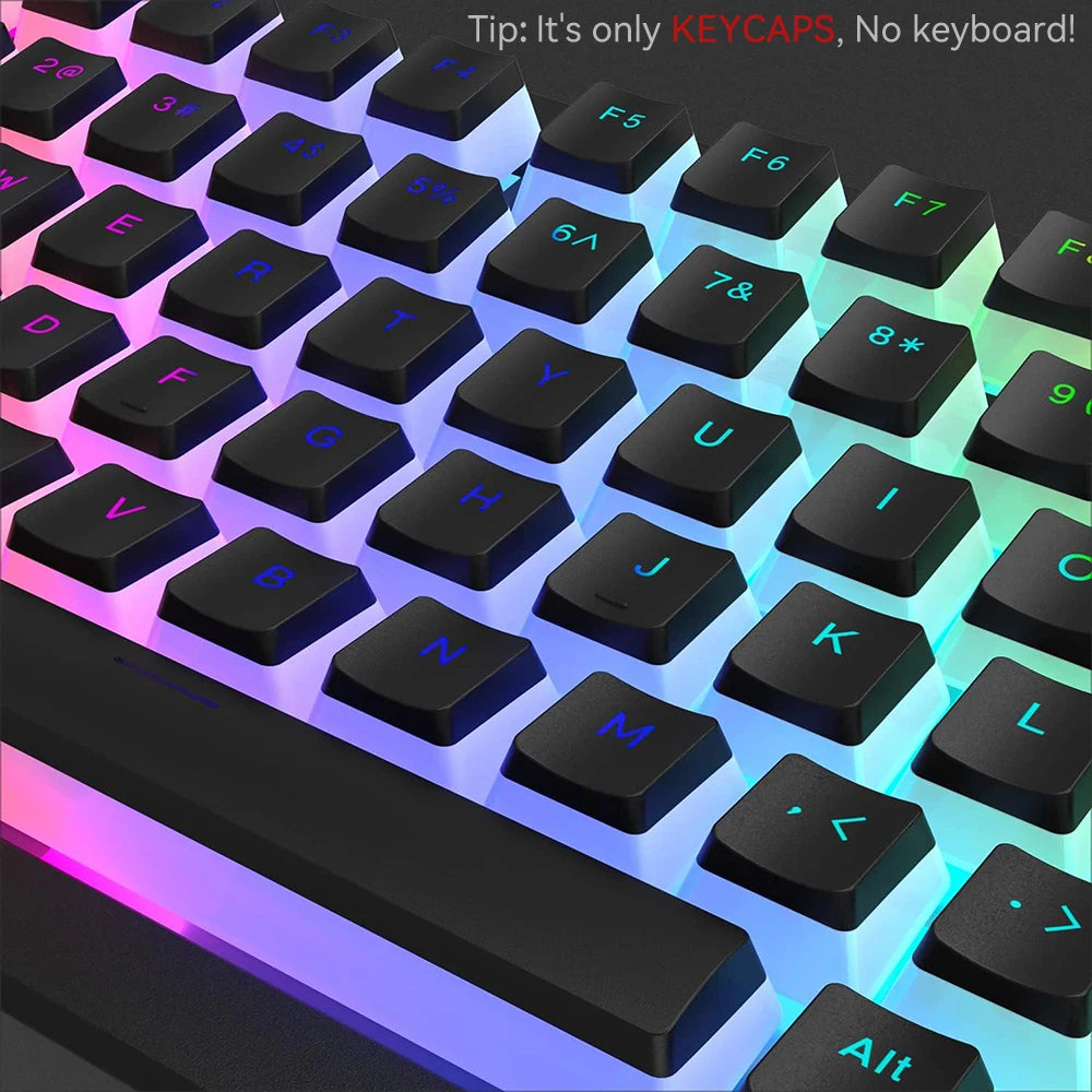 Pudding PBT Keycaps 129 Keys Double Shot Translucent for 60% 80% 100% Layout OEM Profile for RGB Mechanical Gaming Keyboard