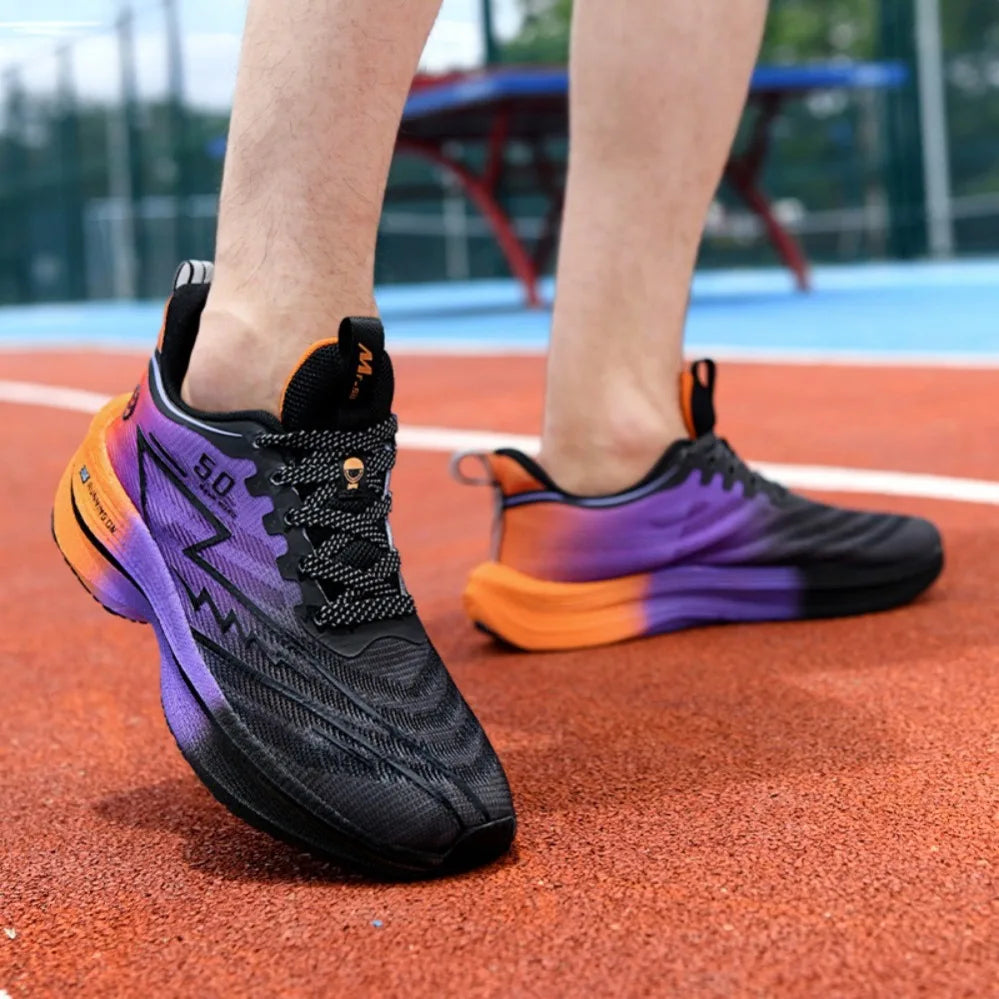New Men's Carbon Plate Running Shoes Soft Cushion Shock Absorbing Sports Shoes Unisex Sneakers Light Anti-Slip Training Shoes