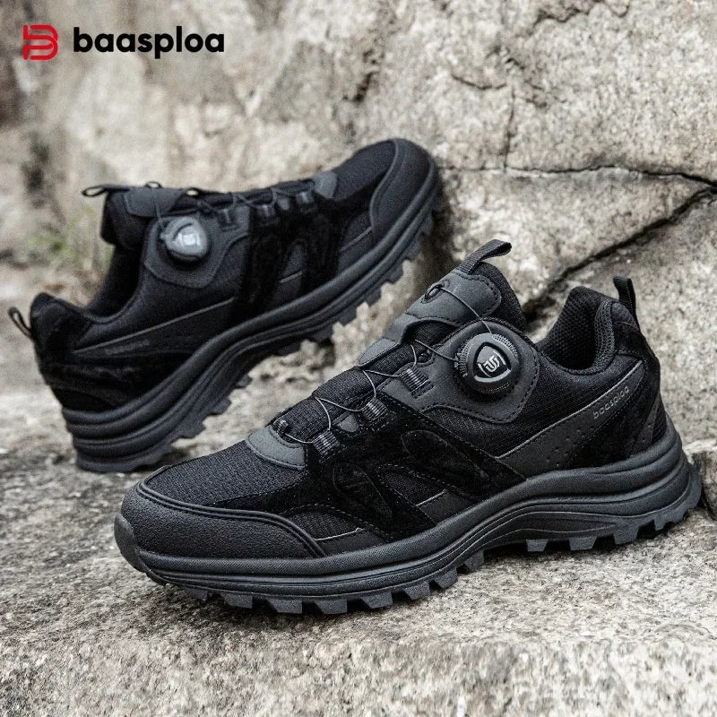 Zapatillas de senderismo para hombre Baasploa: antideslizantes, resistentes al desgaste, para escalada y senderismo al aire libre; con interior de algodón para mayor comodidad; zapatillas deportivas para actividades al aire libre.