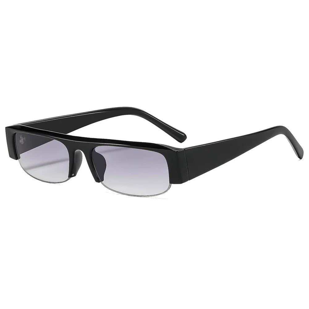 vintage small rectangle half frame black sunglasses for new fashion leopard gradient sun glasses ladies trendy driving eyewear