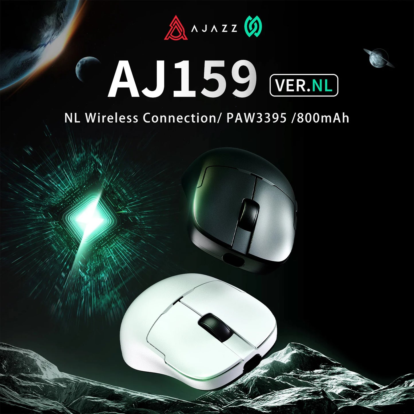 AJAZZ AJ159 NL Wireless Mouse 800mAh Compatible with Games and Office PAW3395 1K Nearlink BT Wireless Mouse Laptop GiftAJAZZ AJ1