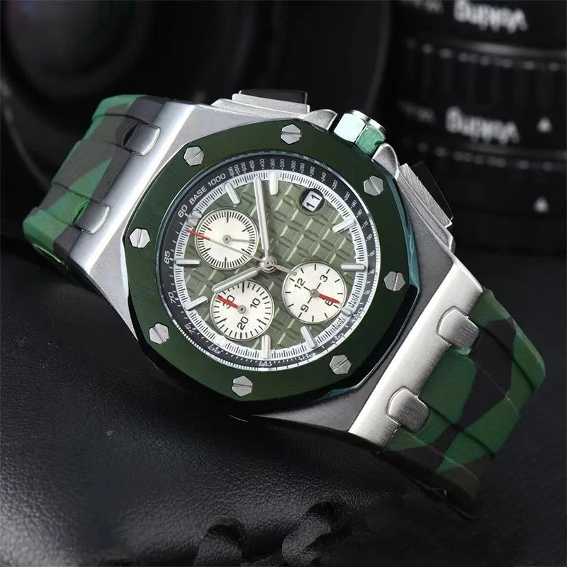 Men's Chronograph Sport Watch Date Display Luxury Chronograph Wristwatch Sport & Business Casual Watch with Rubber Strap
