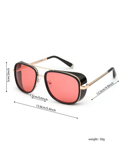 Tony Stark Sunglasses Man Woman Steampunk Sun Glasses Male Vintage Gradient Red Sunglass UV400