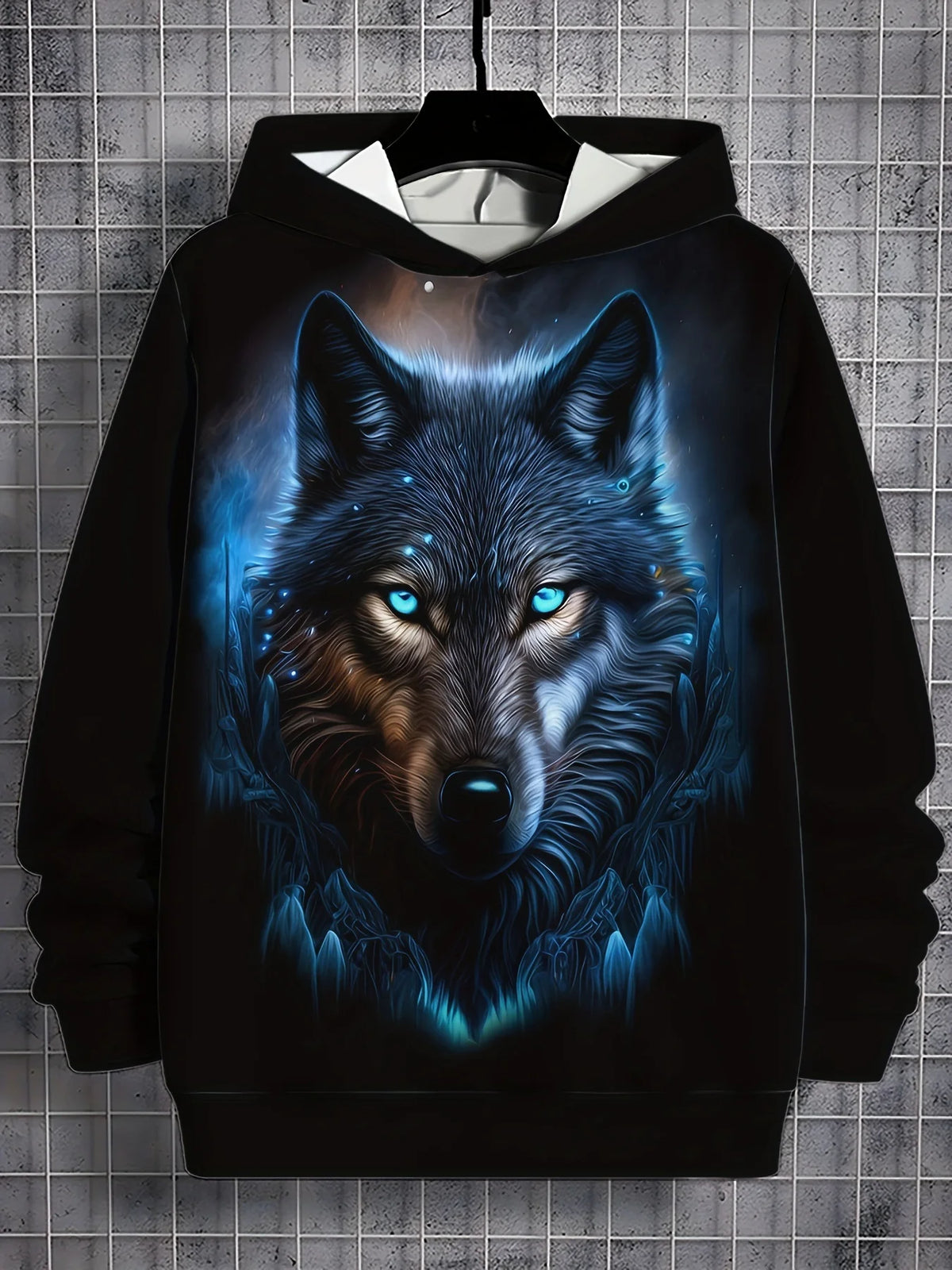 Graphisme « Loup » - Mode masculine - Imprimé 3D - Sweat à capuche outdoor - Streetwear - Sweats à capuche - Poche avant - Sweat à capuche de créateur