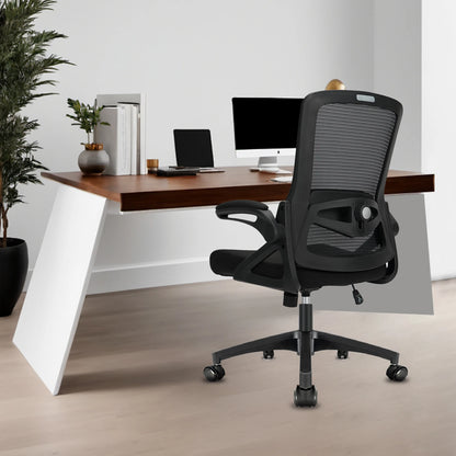 Milacyee Ergonomic Office Chair with Lumbar Support, Adjustable Desk Chair, 90° Flip-Up Armrest, Height Adjustable Mesh Executive Chair