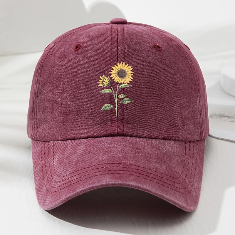 Gorra de béisbol tipo «dad hat» con estampado retro de girasoles, ideal para deportes al aire libre, pesca y acampada, gorra de senderismo