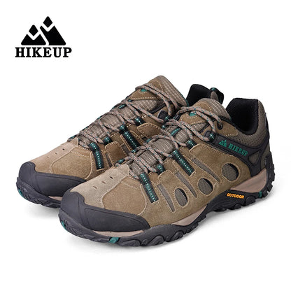 HIKEUP Hiking Shoes Mens Winter Climbing Trekking Sneakers for Men Leather Breathable Outdoor Anti-skid Sports Work Man Shoes