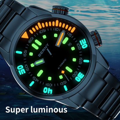 BERNY Automatic Dive Watch for Men Super Luminous 20ATM Diver Wristwatch Original Top Sapphire Swim Sport Mechanical Male Watch