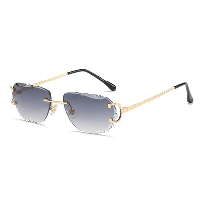 Retro Sunglasses For Men And Women High-End Frameless Fashion UV400 Irregular Cut Lenses Women Sun Glasses