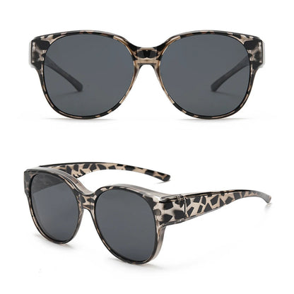 Fashion UV Protection Driving Sunglasses Round Frame Y2K Wear Over Glasses Retro Black Shades for Women Men