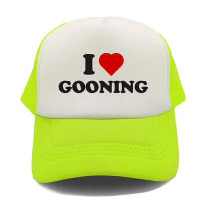 Забавни бейзболни шапки „I Love Gooning“ – готини летни мъжки шапки от мрежа, хумористични шапки тип „тракър“, унисекс шапки от мрежа за външни дейности MZ-080