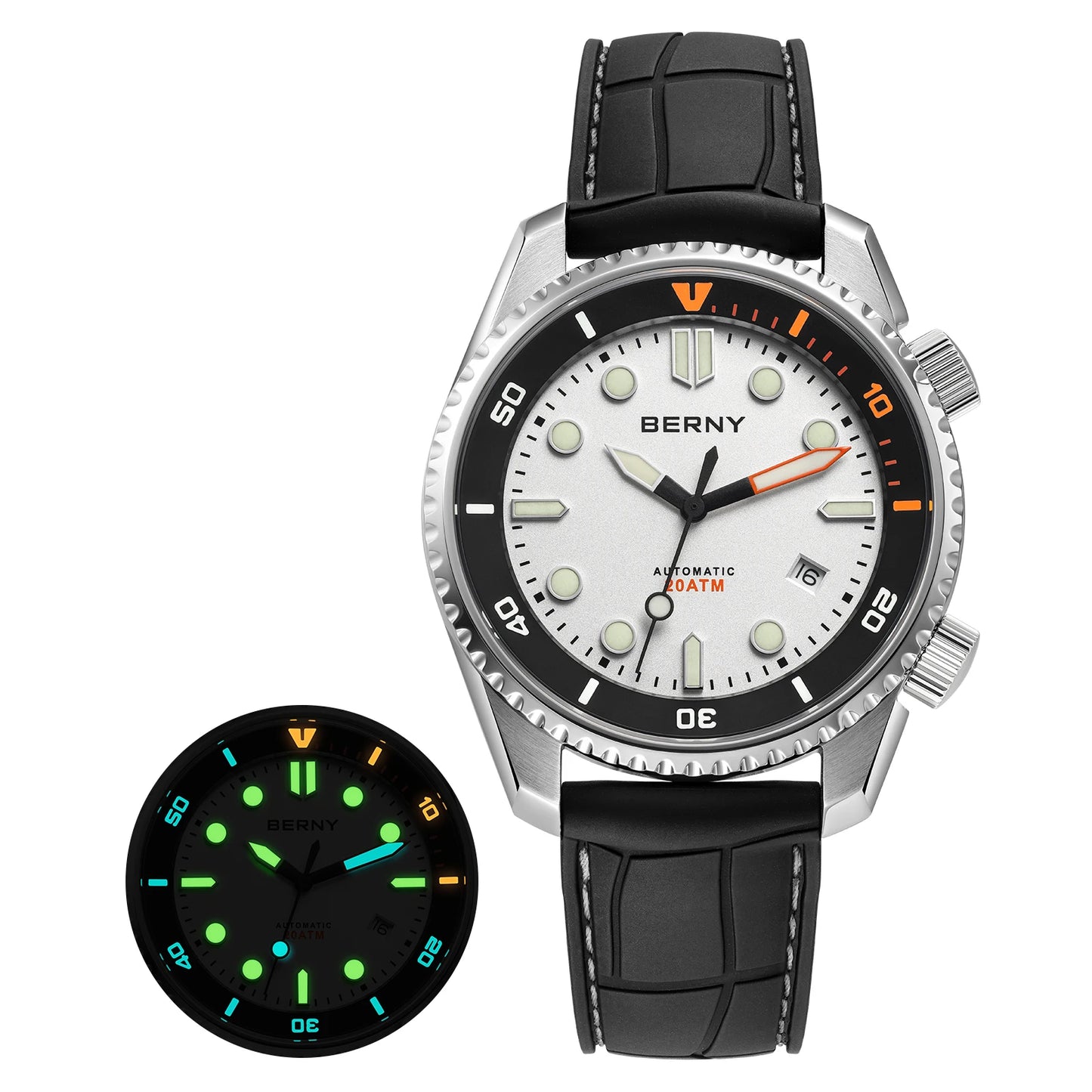 BERNY Diver Automatic Watches Men's Luxury Sapphire 316L Stainless Steel Mechanical Watch 42MM 200M Waterproof Diving Men's Watch