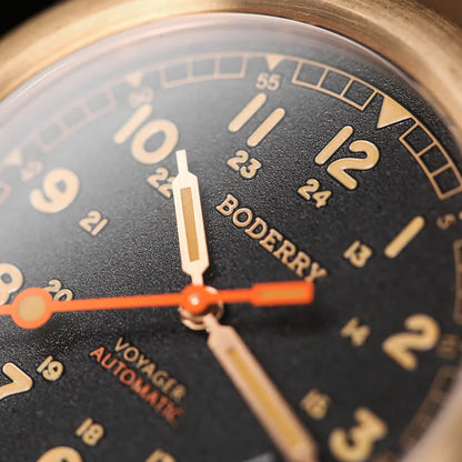 Boderry Field Watches Bronze Case Automatic Mechanical VOYAGER Watch Men's 100M Waterproof Clock Military Top Brand Wristwatch