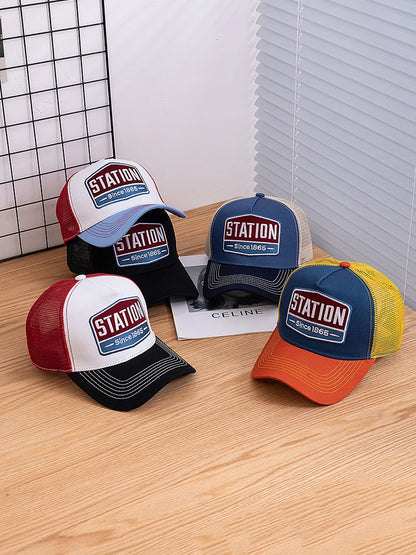 Hot Sale Unisex Baseball Cap Classic STATION Letter Pattern Mesh Cap Men And Women Breathable Streetwear Summer Trucker Hat
