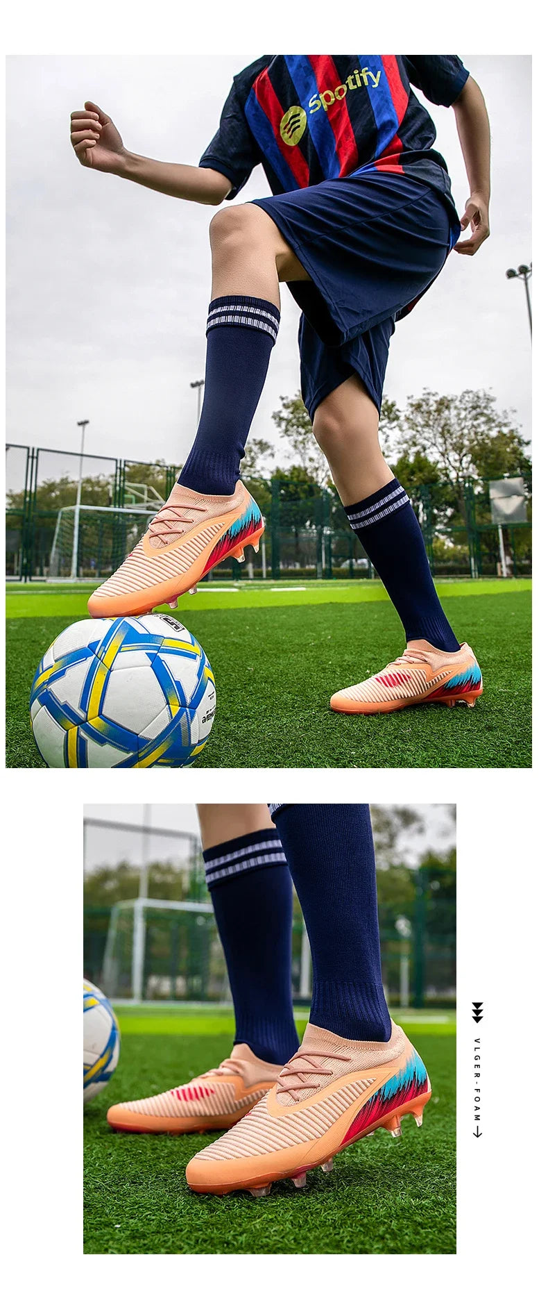 New Men Football Boots Shoes FG Soccer Shoes Non-Slip Cleats Ultralight Soccer Match Long Spikes Outdoor Training Drop Shipping