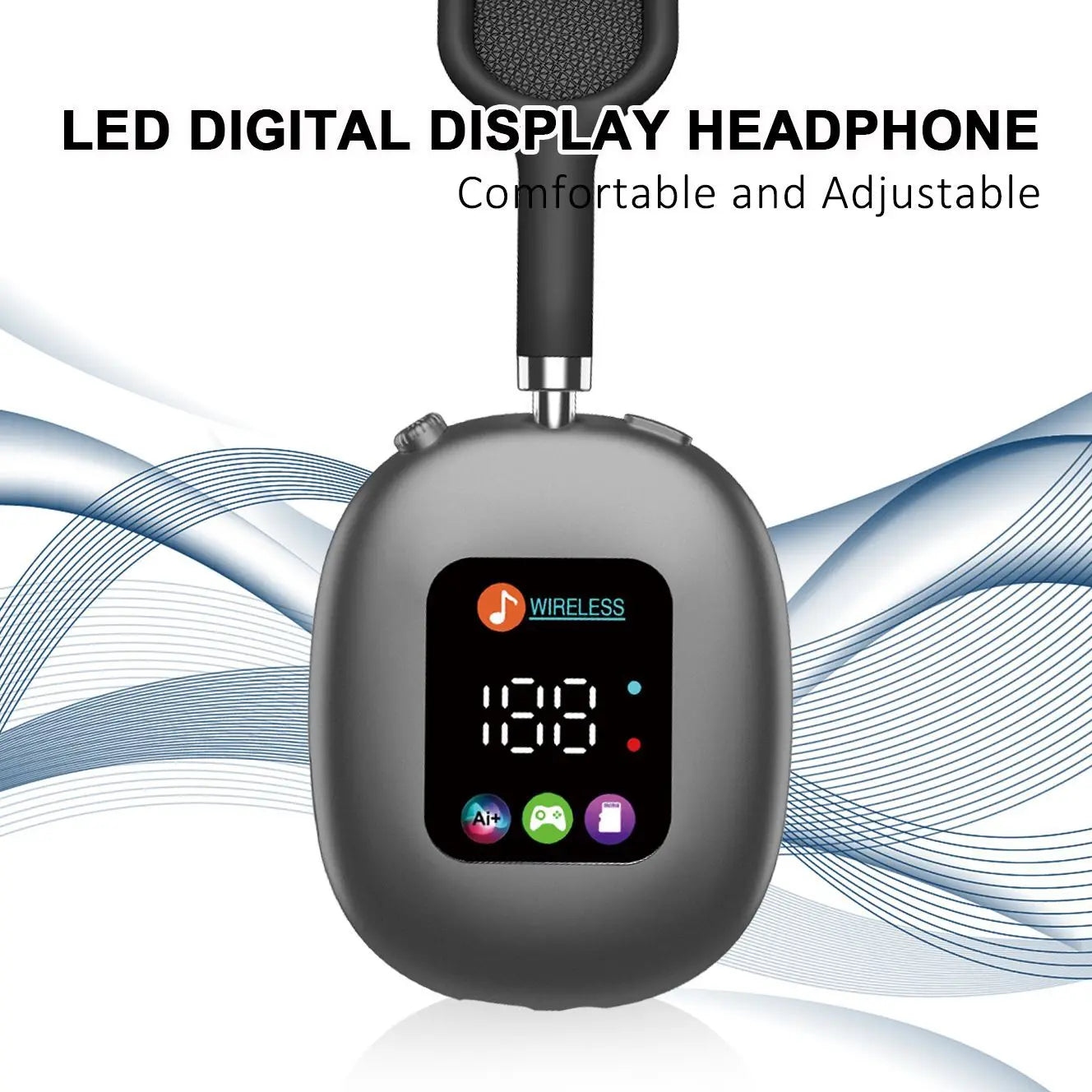 MAX600 Wireless Bluetooth 5.3 Head-Mounted Headset with Digital Display, Card Reader, Bone Conduction Neckband Headphones with Noise Cancelling
