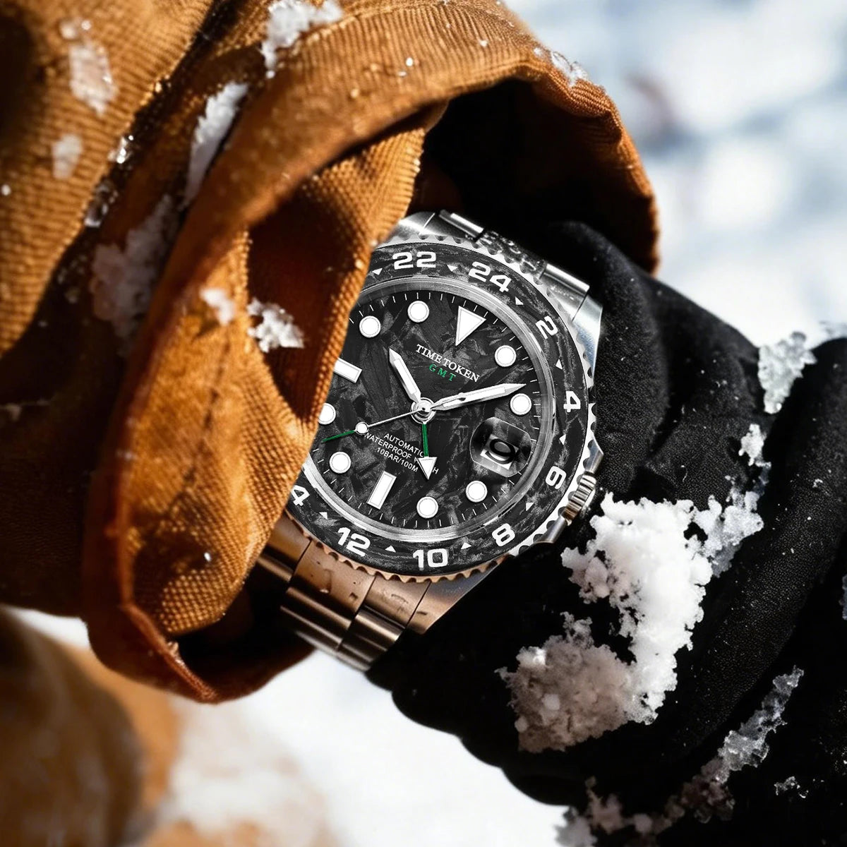 Carbon Fiber Watches Men 10Bar Waterproof Watch GMT Automatic Watches Luminous Calendar Diving Watch 41MM Watches for Man reloj
