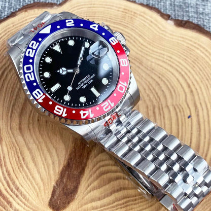 Reloj automático para hombre Miyota8215 resistente al agua 200m, reloj de buceo 40mm, movimiento mecánico, luminoso, correa Jubilee y hebilla Glide Lock