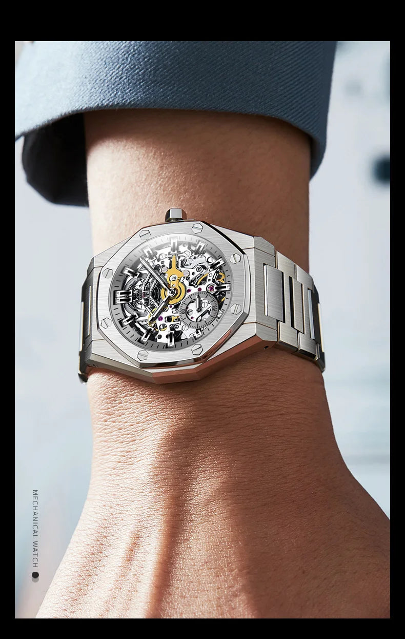 OLEVS 6669 Fully hollow men's watch luxury automatic mechanical watch men's 30M waterproof Man Wristwatches