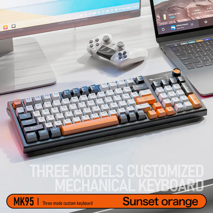 SMAILWOLF MK95 Bluetooth 무선 한국어 맞춤형 기계식 키보드 e-스포츠 3 모드 노트북 오피스 게임 풀 키 핫 스왑 가능 RGB 조명 효과
