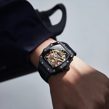 ONOLA Luxury Men Automatic Mechanical Watch Waterproof Watch Luminous Barrel Shape Military Sports Wristwatch Relogios Masculino