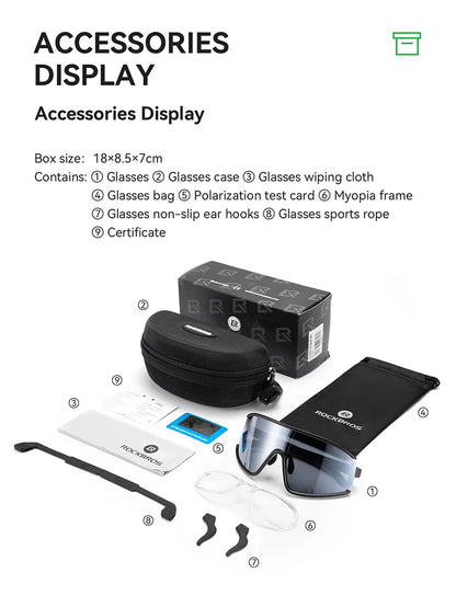 ROCKBROS Cycling Glasses Polarized Photochromic Anti-Fog Sunglasess Windproof Goggles Sport MTB Road Bike Shades