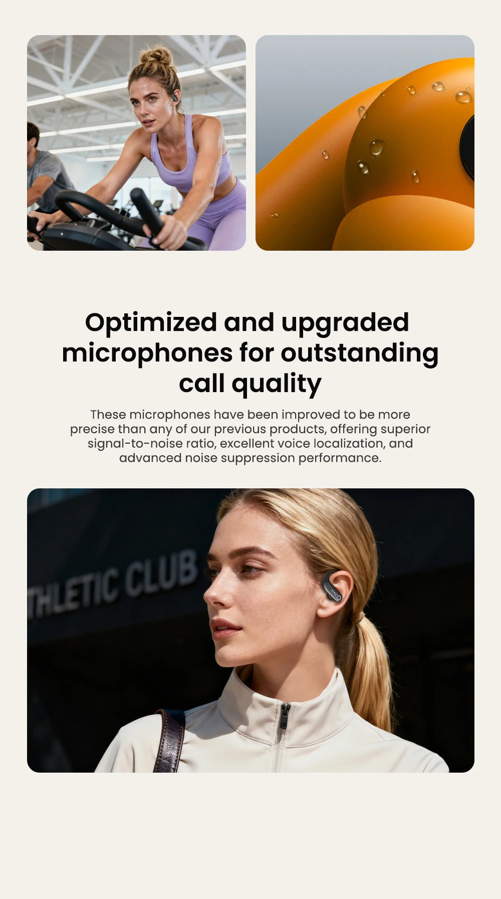 HTC NE61 Bluetooth Earphones – Premium Wireless Noise Reduction Sports Earbuds with AI Translator, Heart Rate Monitor &amp; HD Bass
