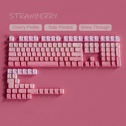 Novas Keycaps para Teclado Mecânico Gaming 60/64/84/98/108 com Switch MX, 135 Teclas OEM PBT, Gravação Lateral, Gradiente Vermelho e Preto