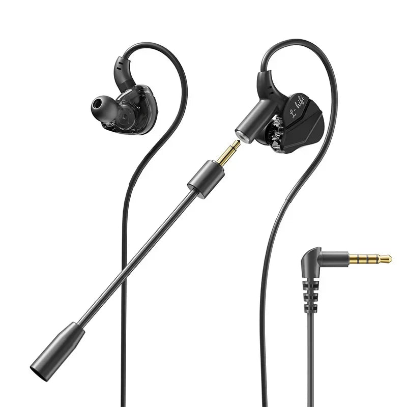 Gaming Earbuds with Dual Microphones, HiFi Stereo Gaming Headset Type-C & 3.5mm Wired In-Ear Earphones, Noise Reduction Gamer Headphones with Mic for Samsung
