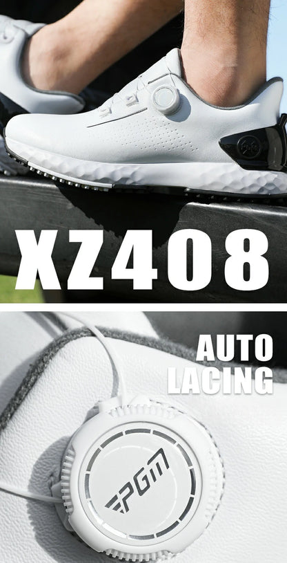 PGM Men's Golf Shoes, Comfortable Cushioned Sneakers with Knobs, Lace-Up, Waterproof and Anti-Slip, Height Increase XZ408