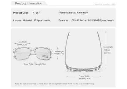 KINGSEVEN Aluminum Frame Sunglasses Men Polarized Photochromic Sun glasses Women's Glasses Accessories Driving Sunglasses