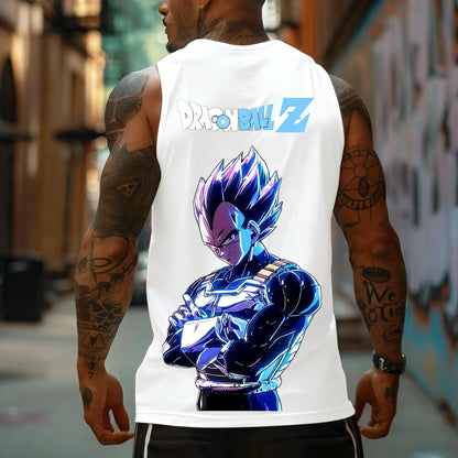 Dragon Ball Z Super Blue Vegeta American Retro Fitness-vest Y2K Harajuku-stil forår og sommer Ny herre-T-shirt til hverdagsbrug