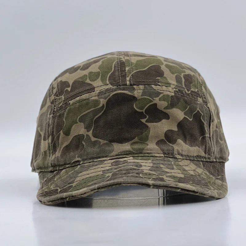 American Retro Camouflage 5-Panel Baseball Cap Female Functional Wind Korean Wide-brimmed Sports Fashion Hip-hop Couple Cap