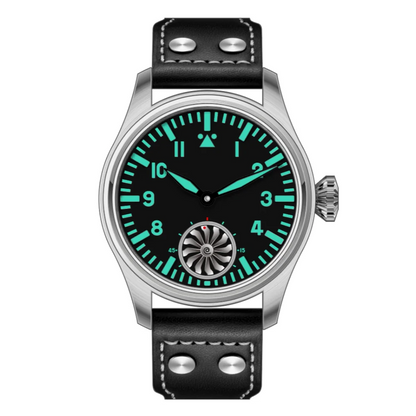 Hruodland 2025 Novo Relógio Mecânico para Homem Seagull ST3620 Piloto Retro 43MM BGW-9 Luminoso Cristal de Safira Turbina Relógio de Homem