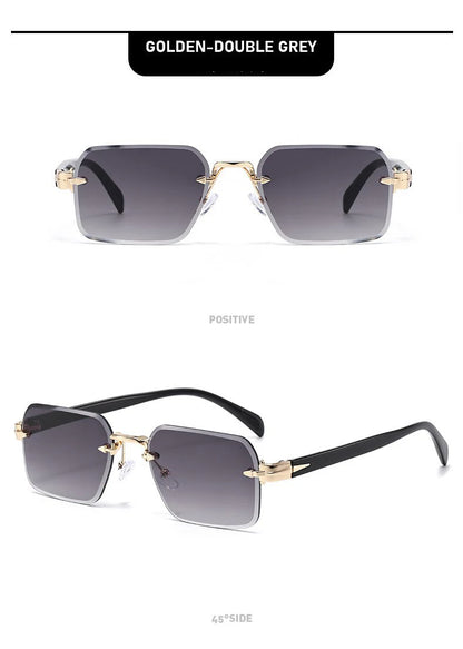 Luxury Rimless Sunglasses, Metal Hinge Exquisite Craftsmanship, Gradient Lenses Sun Protection Sunglasses 823