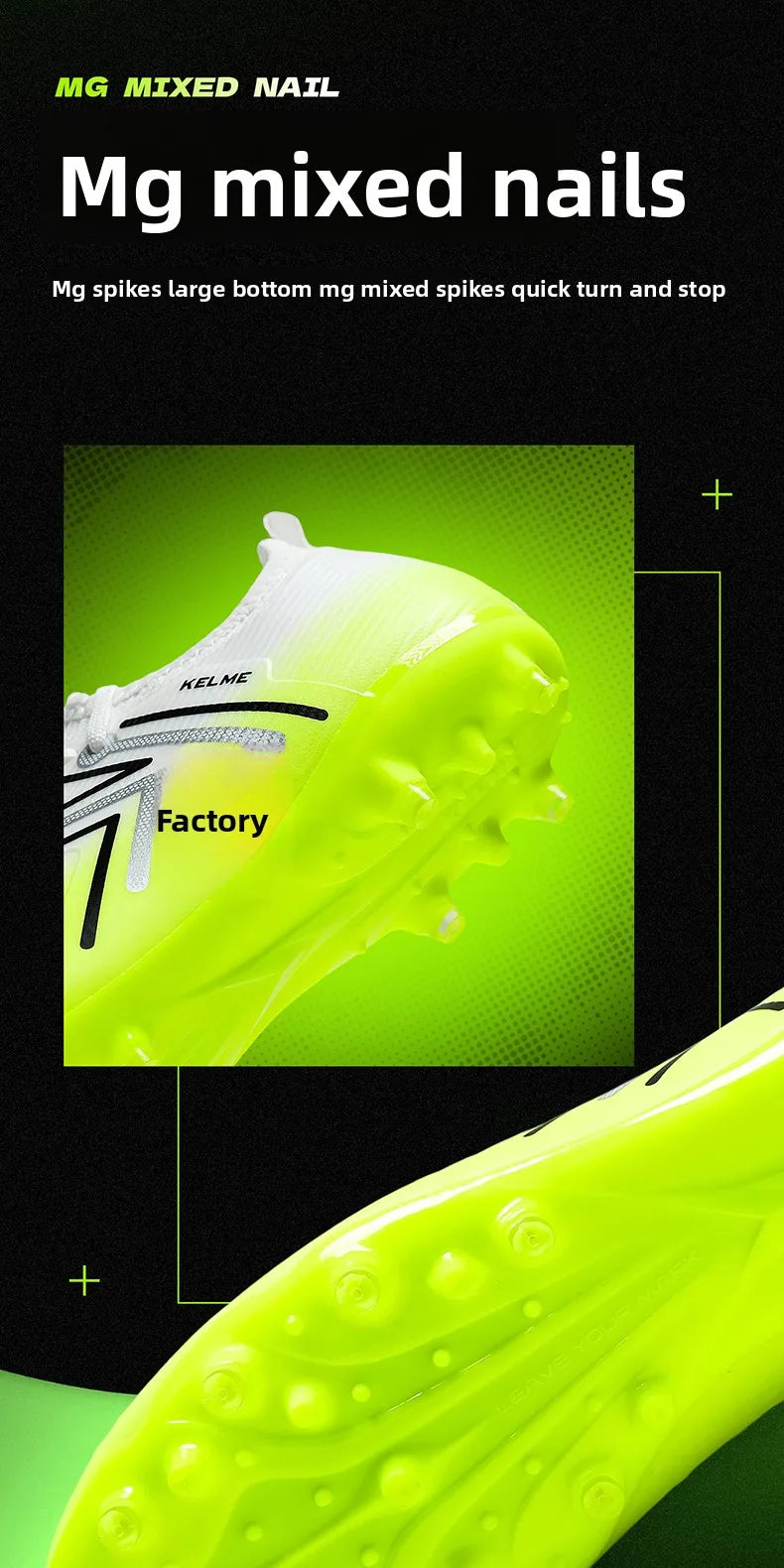 Kelme Herren-MG-Fußballschuhe für Indoor und Kunstrasen, kurze Stollen, professionelle Match-Fußballschuhe, rutschfeste Trainings-Turfschuhe