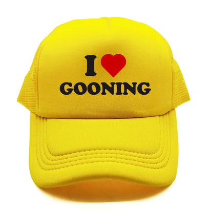 Забавни бейзболни шапки „I Love Gooning“ – готини летни мъжки шапки от мрежа, хумористични шапки тип „тракър“, унисекс шапки от мрежа за външни дейности MZ-080